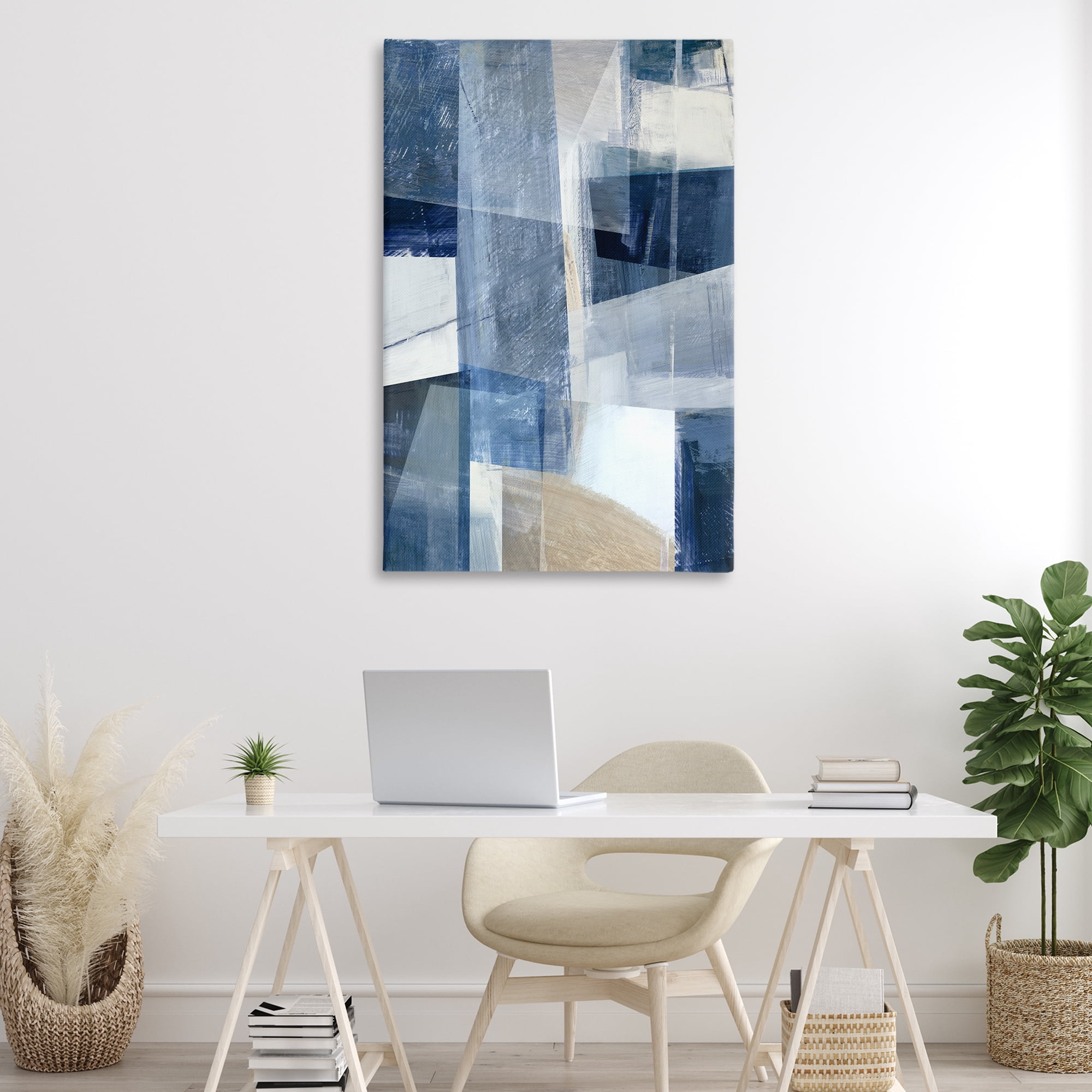 Stupell Industries Oblique Geometric Shapes Abstract Painting Wrapped Canvas Art Print Wall Art, 30 x 45