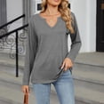 thumbnail image 5 of Utoimkio Women's V Neck Long Sleeve Shirts Loose Fit T Shirts Casual Solid Basic Tops Tees Blouses for Women, 5 of 7