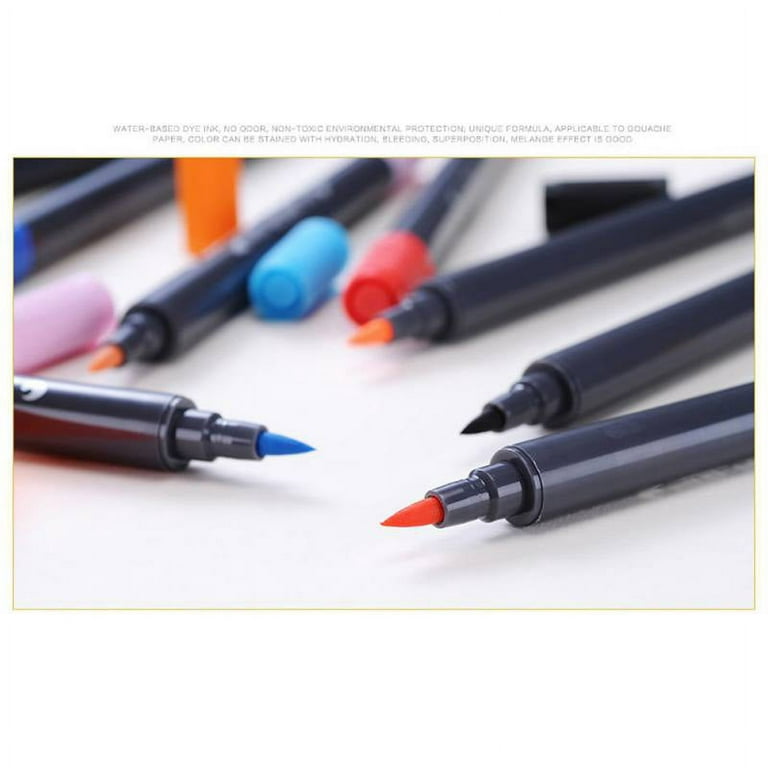  Calligraphy Pen Set, Dual Tips, Brush Marker, 0.4 fine tip  Pen, Nylon Fiber, Painting on The go, Interactive Activity, Non-Toxic