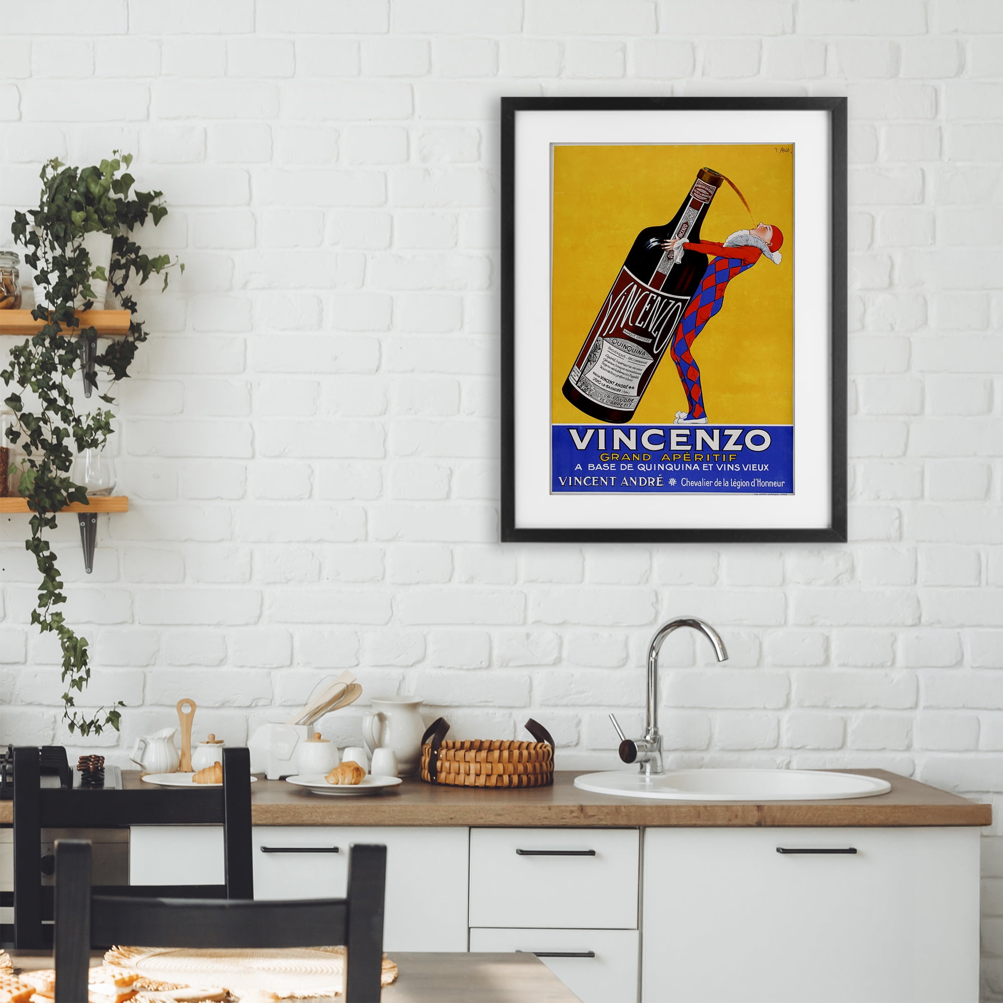Stupell Industries Vincenzo Vintage Wine Black Framed Print Under Glass, design by Vintage Posters