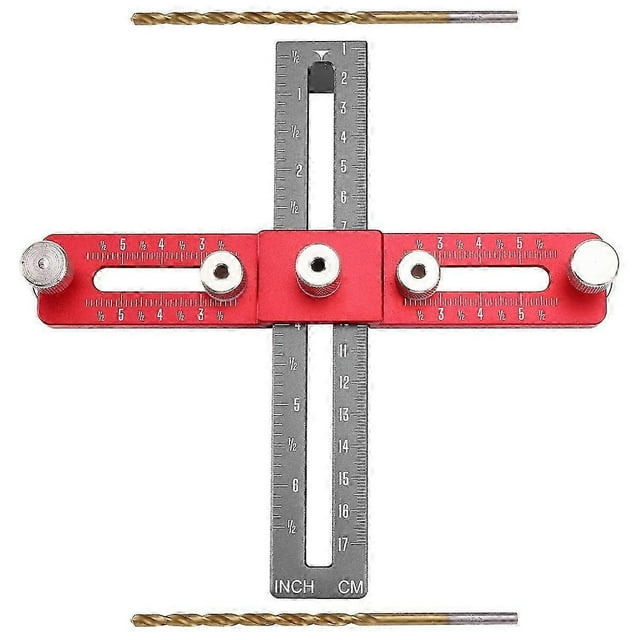 Handle Punching Positioner, Drawer Cabinet Door Handle Installation Aids Woodworking Hole Cutting Tool Red + Gray