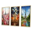 thumbnail image 3 of Designart "Paris in Bloom Vintage Collage Delight" City Paris Framed Wall Art Set Of 3 - Pink Paris Frame Gallery Set For Office Decor, 3 of 6