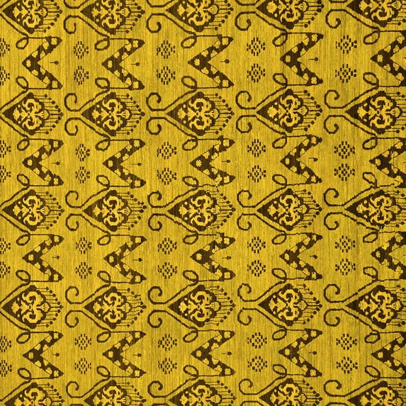 Ahgly Company Machine Washable Indoor Square Abstract Yellow Modern Area Rugs, 6' Square