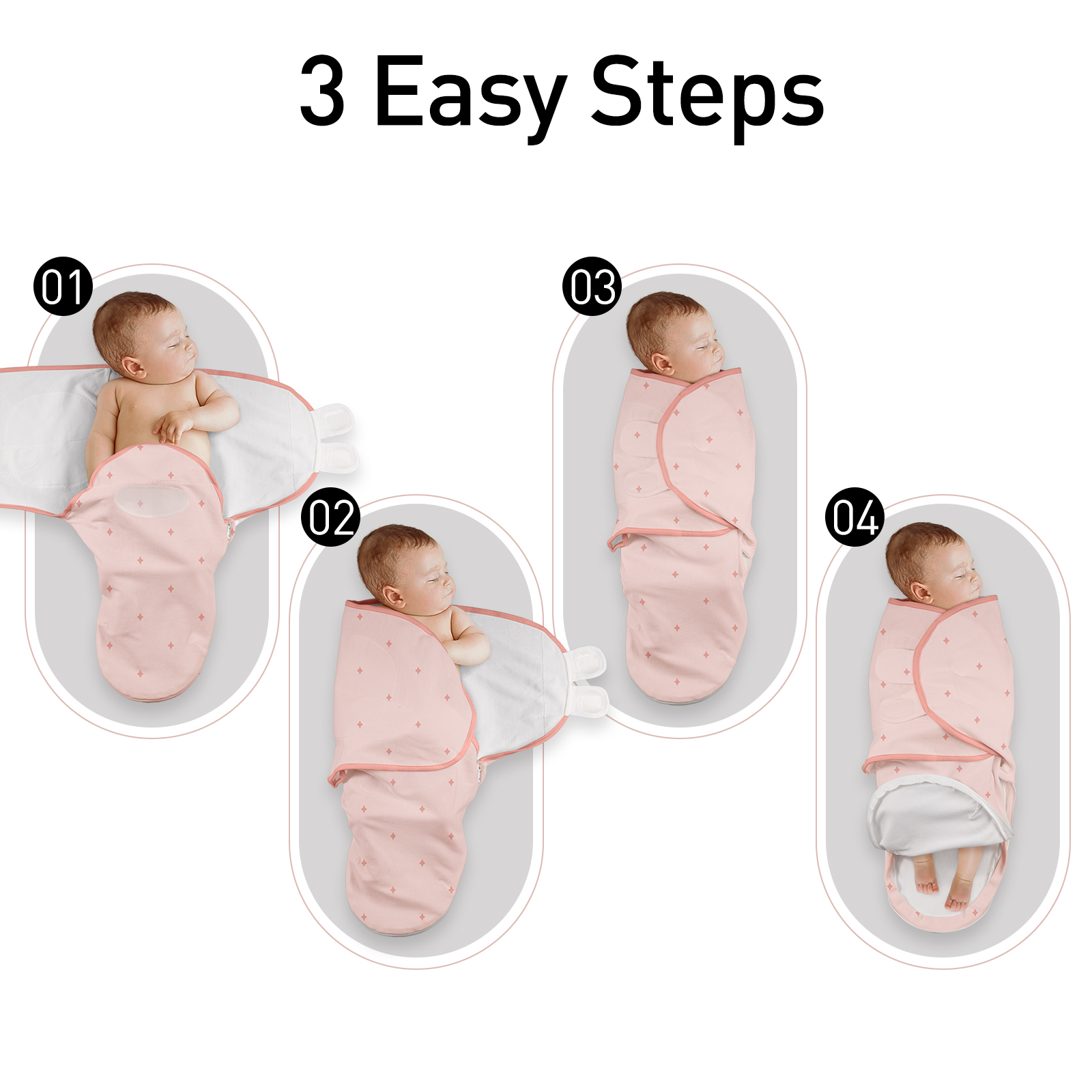 Gllquen Baby Swaddles with Zipper, Sunrise, 3-Pack photo 6