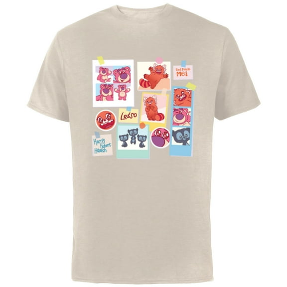 Disney and Pixar’s Lotso Mei Brave Bears Fluffy Cute Photos - Short Sleeve Cotton T-Shirt for Adults - Customized-Natural