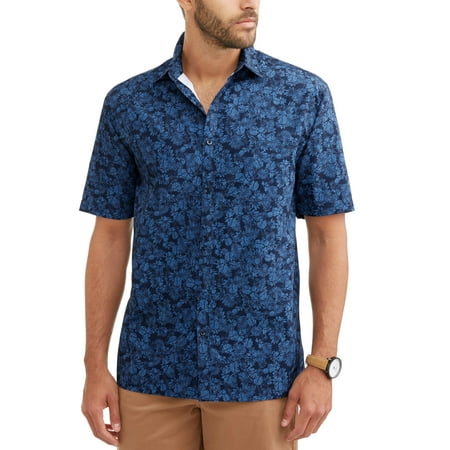 Cafe Luna - Cafe Luna Men's short sleeve printed woven shirt - Walmart.com