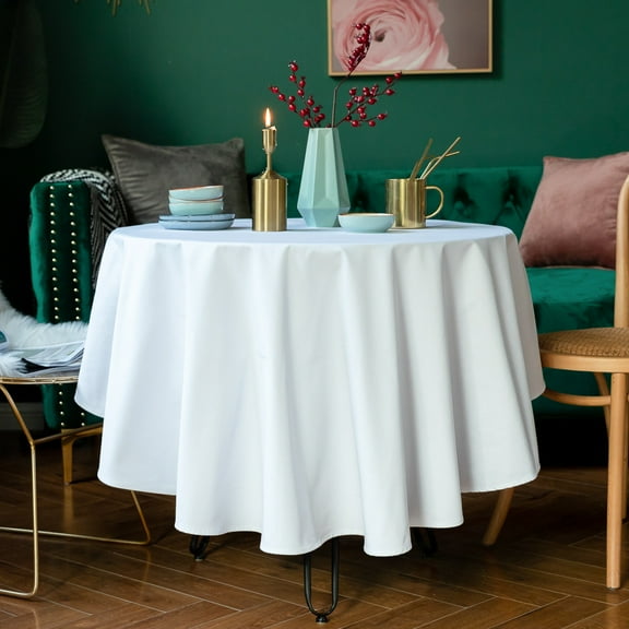 Round White Tablecloth,Nordic Christmas Cotton Linen Tablecloth,Table Cover for Party Cafe