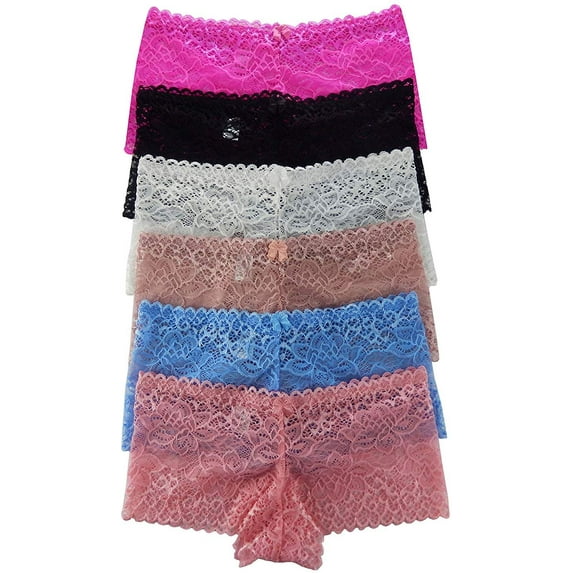 Iheyi 12 Pieces Women's Sexy Boxer Hipter Boyshort Lace Boyshorts Panty Underwear (XL, 966)