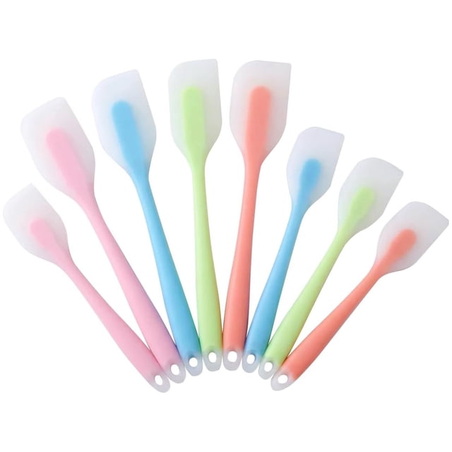 8 Piezas Espátula Miserable Silicón, Accesorios para Cocina de Silicona, Con Mango Antideslizante, 4 Pequeño y 4 Grande, Perfecto para Cocinar, Hornear, Batir Crema y Pasteles (Multicolor)