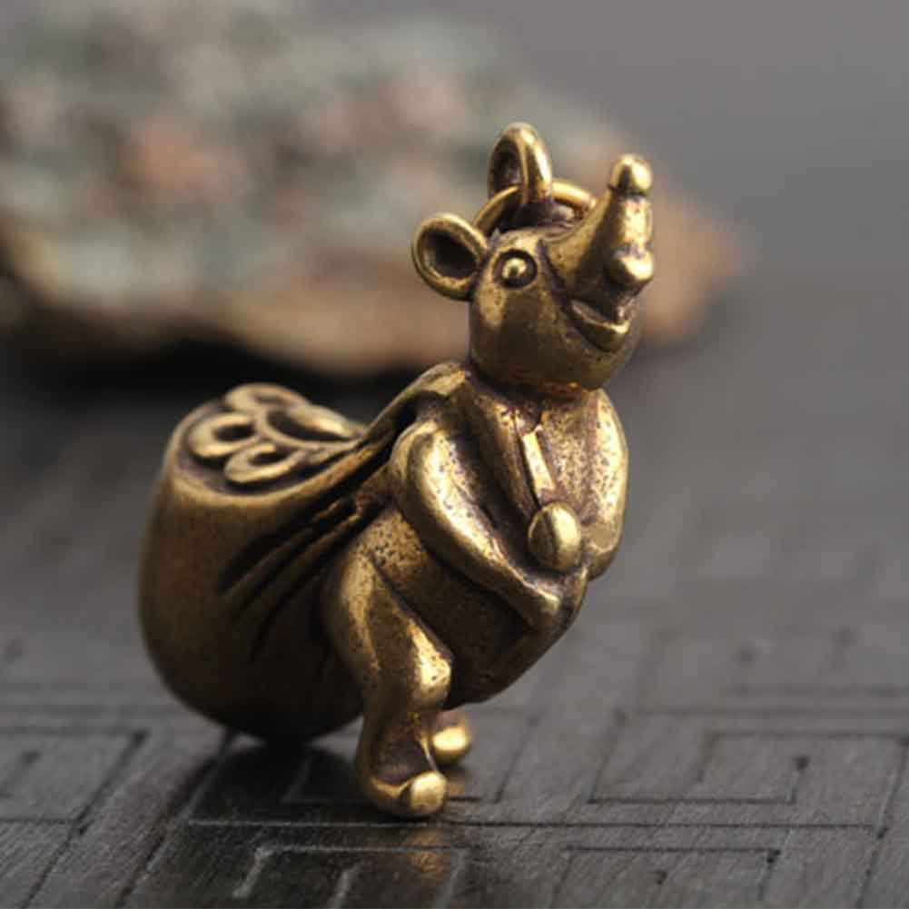 Brass Amulet TURTLE Miniature Charm Figurine Lucky Vintage Collect Statue Gift