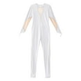 thumbnail image 5 of TiaoBug Kids Girls Long Sleeve Gymnastic Dance Leotard Mesh Splice Jumpsuit Figure Skating Dance Unitard White 12, 5 of 7