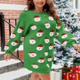 thumbnail image 3 of Robe Chandail de Noël pour Femmes Imprimé Père Noël Col Rond Manches Longues Robe Tunique Décontractée Automne Hiver, 3 of 4