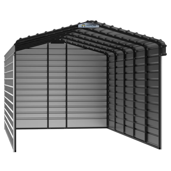 Arrow 12 x 24 x 9 ft Eggshell Steel Carport With 3 Wall Kit