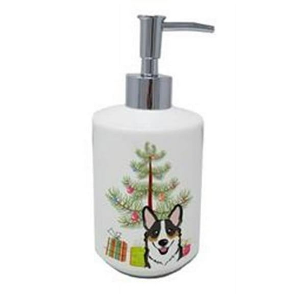 7 x 3.5 in. Unisex Christmas Tree & Tricolor Corgi Ceramic Soap Dispenser
