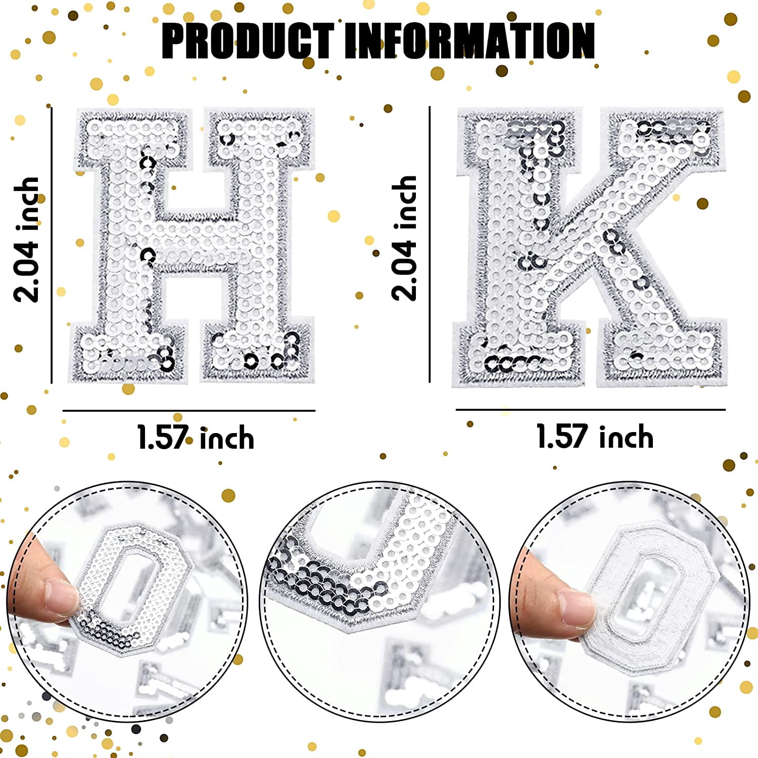 54 Pieces Iron on Sequin Letters Alphabet Patches Iron on Appliques Love Design Sew on Patches Glitter Hotfix for Bag Shoes DIY Craft Supplies(Silver)