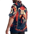 thumbnail image 3 of Vintage Bear Men's Short Sleeve Poplin Shirt, Casual Printed Button Down Top for Summer Beach, Spread Collar Unisex Beach Shirt, 3 of 6
