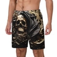 thumbnail image 1 of Balery Gold Rose Skull Bañador para hombre, shorts de playa de secado rápido con entrepierna y forro de compresión-Medium, 1 of 6