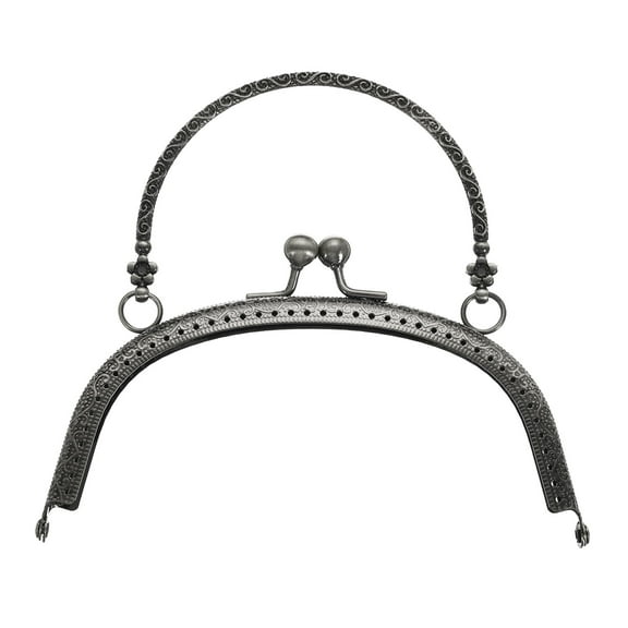 Uxcell Metal Purse Frame, 16.5cm/6.5" Retro Arch Kiss Lock Clasp Frame Embossed for Purse Making(Grey)