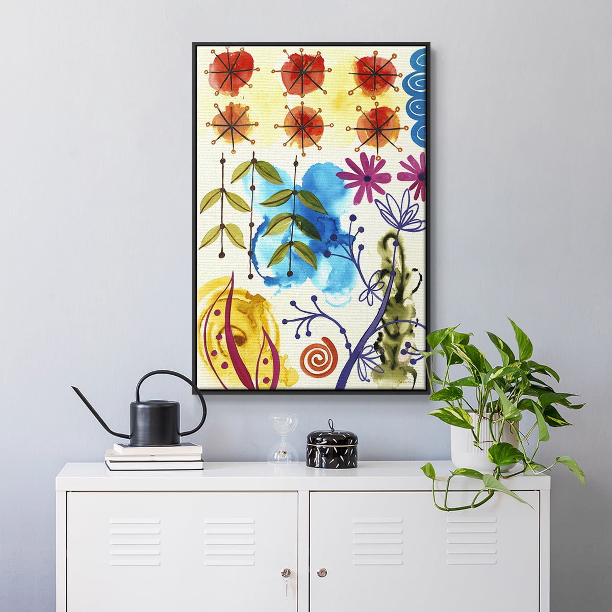 Flower Power II Framed Premium Gallery Wrapped Canvas - Ready to Hang - 27 x 41 - Black Floating Frame