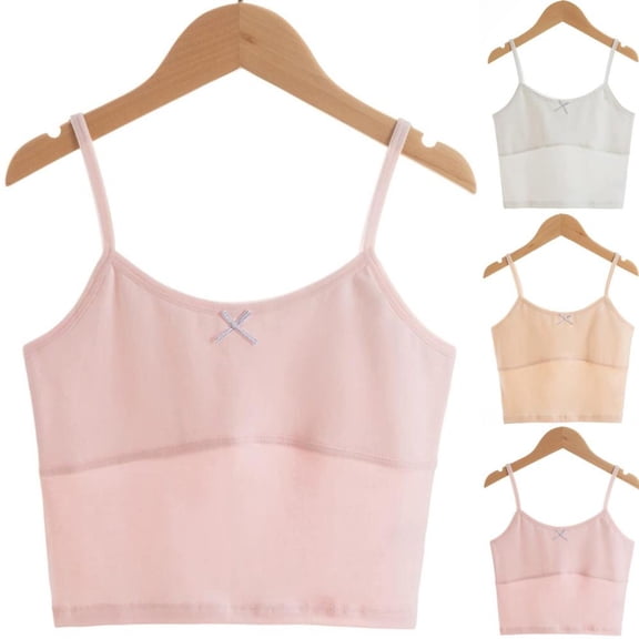 Bxsruta Girls Wirefree Training Bra 8-12 Years Cotton Comfortable Breathable First Youth Bra Lightly Lined Teenager Bra Tween Bras for Girls Development Period Daily Wear