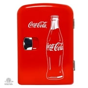 Coca-Cola Mini Fridge 4L 6 Can, Red Portable Beverage Cooler with AC/DC Car Adapter for Travel, Bedroom, Office, Dorm