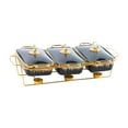 thumbnail image 2 of Plato buffet de plato de roce plato de cacerola premium con tapa de vidrio de lujo con set de calentador de buffet de estante para servir plato para Rayado negro, 2 of 8