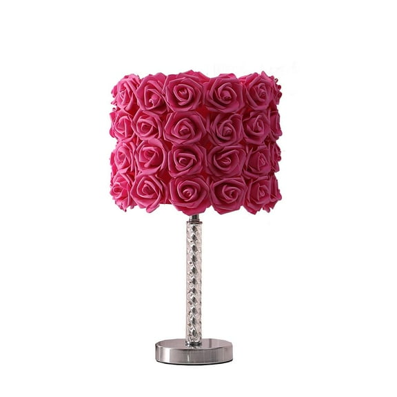 ORE International 18.25" Red Roses in Bloom Acrylic / Metal Table Lamp