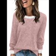 thumbnail image 2 of Camisas de Larga para Mujer, Suéteres, Conjuntos de Otoño, Bloques de Color, Ropa de Invierno, Elegantes, Informales, Suaves. Rosa XXL, 2 of 7