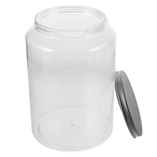 AURARMLET Pot Mason en Plastique pour Rangement de Boules de Coton Présentoir Design Clair 1 Pcs