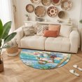 thumbnail image 2 of Half Circular Door Mat 20"x31.5", Christmas Snowman Coastal Absorbent Non Slip Front Door Mat, Xmas Blue Beach Diatomaceous Entryway Rug for Indoor Patio Living Room Kitchen Door Entrance, 2 of 9