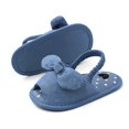 thumbnail image 2 of Infant Baby Girls Summer Bow Knot Sandals with Flower Soft Sole Newborn Toddler First Walker Crib Dress Non Slip Flats Beach Shoes (0-3 Months, Blue), 2 of 8