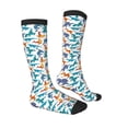 thumbnail image 4 of Lsque Block Dinosaur Printed Crew Socks Men's Women's LightWeight Thin Casual Calf Socks ,Knee High Socks,Cotton Socks, 4 of 9
