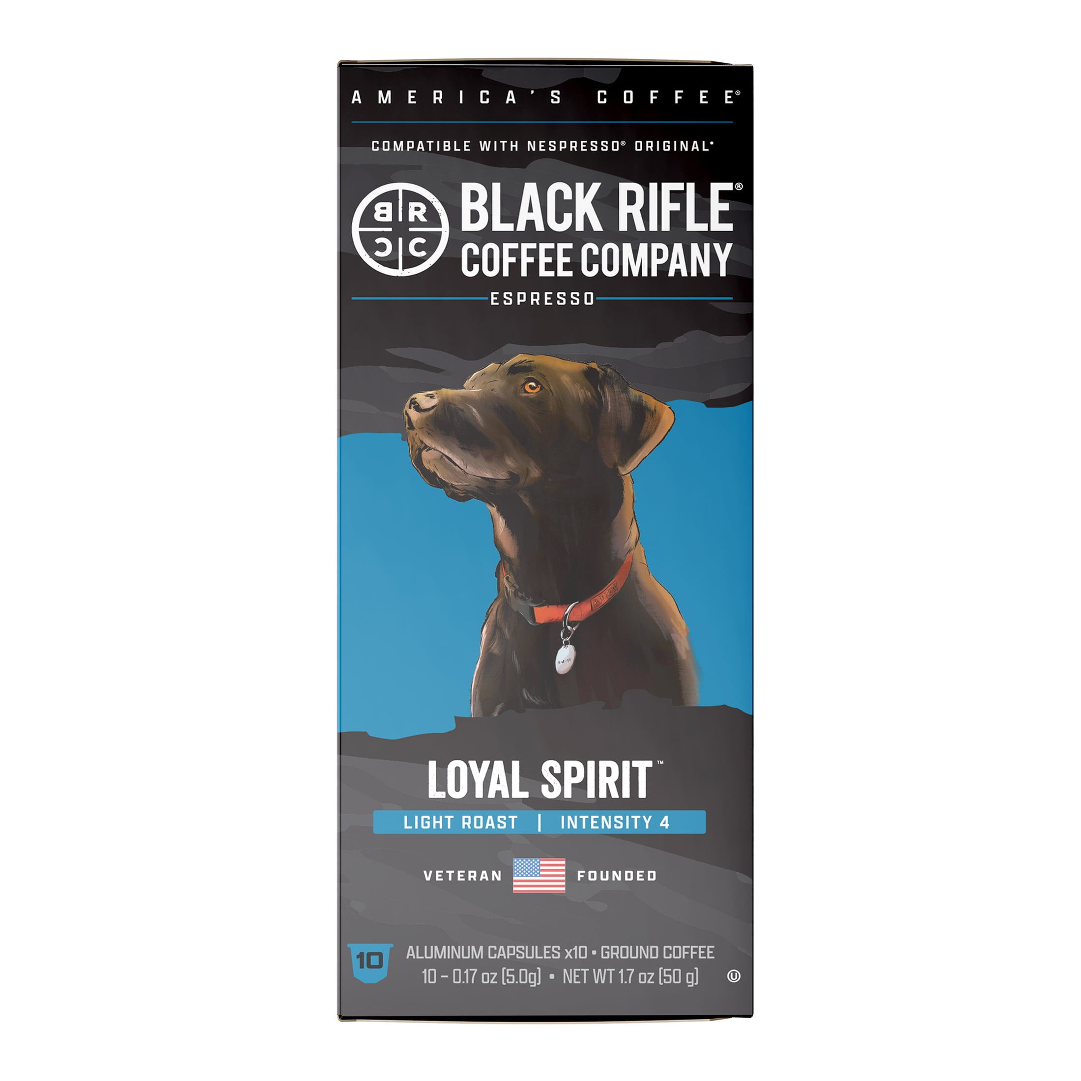 (10 pack) Black Rifle Coffee Company Loyal Spirit™ Light Roast Espresso Capsule Pods, 10 Ct