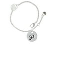thumbnail image 2 of Delight Jewelry Silvertone Large Script Letter - P - 3/4'' Disc - Silver-tone Rose Link Chain Bracelet, 6.25"+1.75" Extender, 2 of 4