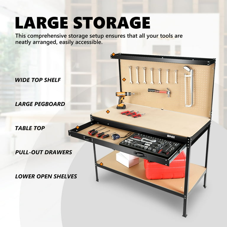 jokepr DRT WOOD MIX とNANGA限定2個セット Heavy-Duty Steel Workbench with LED Light, 59'' Tool Storage