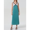 thumbnail image 3 of Yunliwuli Women Long Dress, Sleeveless V-neck Contrast Color Swing Dress Summer Cocktail Dress, 3 of 9