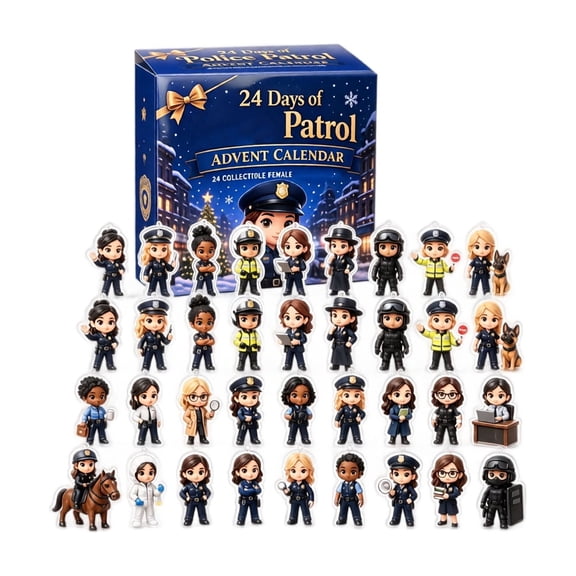 Patrol Crew Advent Calendar, 24-Day Countdown with 24 Assorted 2D Acrylic Ornaments for Christmas Gifts and Profession Decor