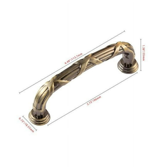 HW443AB Cabinet Pull, 3.75 in. Center to Center, Antique Brass - Pack of 5