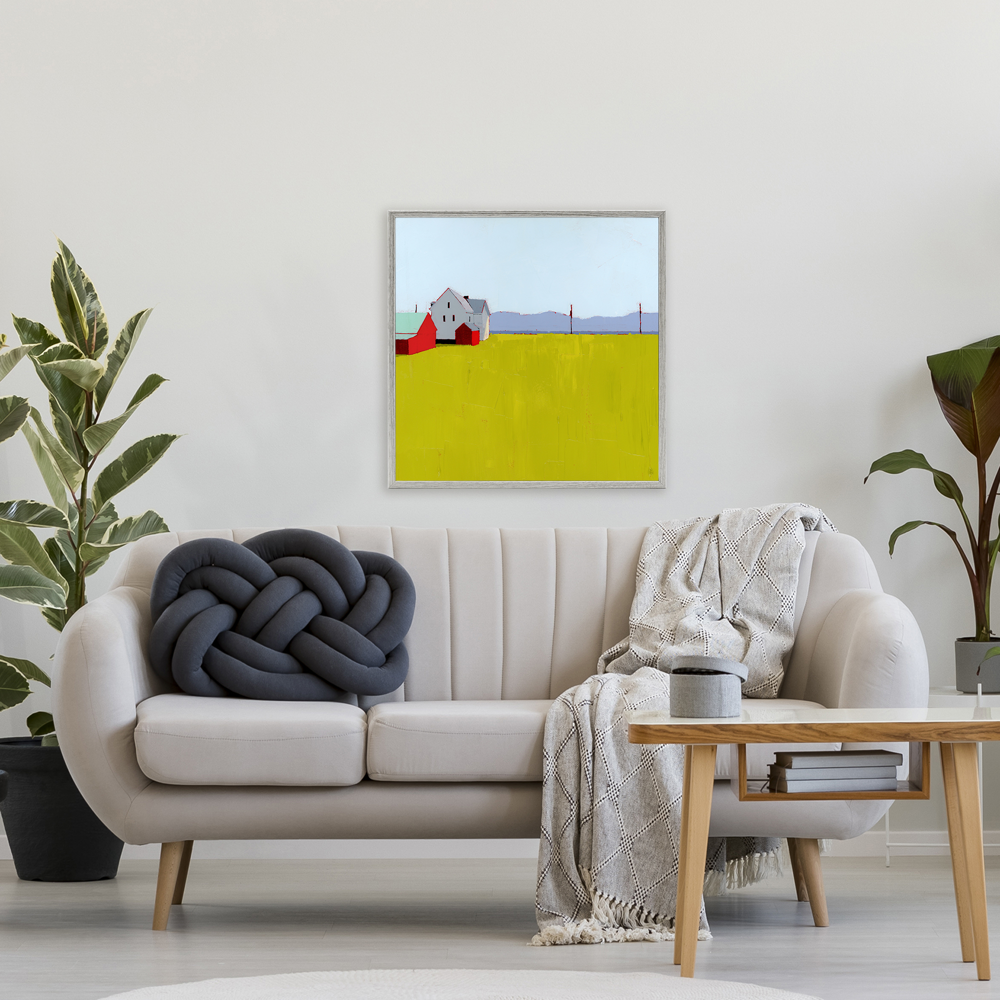 Farmhouse & Shed Landscape Gray Framed Giclee Art, design by Ruth LaGue