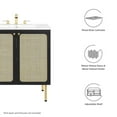 thumbnail image 4 of Pemberly Row 30" Wood & Rattan Bathroom Vanity Cabinet in Black, 4 of 10