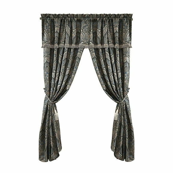 4-Piece Jacquard Paisley Floral Medallion Window Curtain Set, with Jacquard Woven Fabric