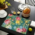 thumbnail image 3 of Pioneer Flower Floral Print Pattern Summer Placemats Table Placemats Set Of 6-Linen Kitchen Washable Placemats Table Mats 12x18 Inch Non-Slip Heat Resistant, 3 of 5
