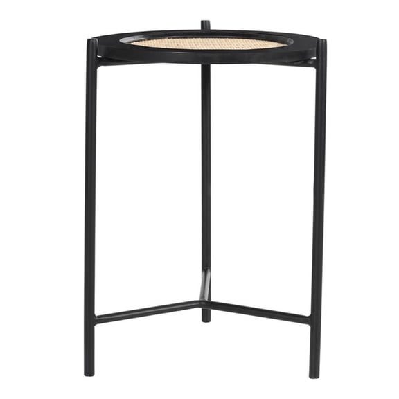 Pemberly Row Modern Circle Mid-Century Modern Side Table in Black
