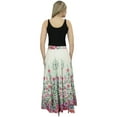 thumbnail image 2 of Bimba Women's Floral Print Cotton Skirt Elastic Waist Maxi Off White Skirts-S, 2 of 4