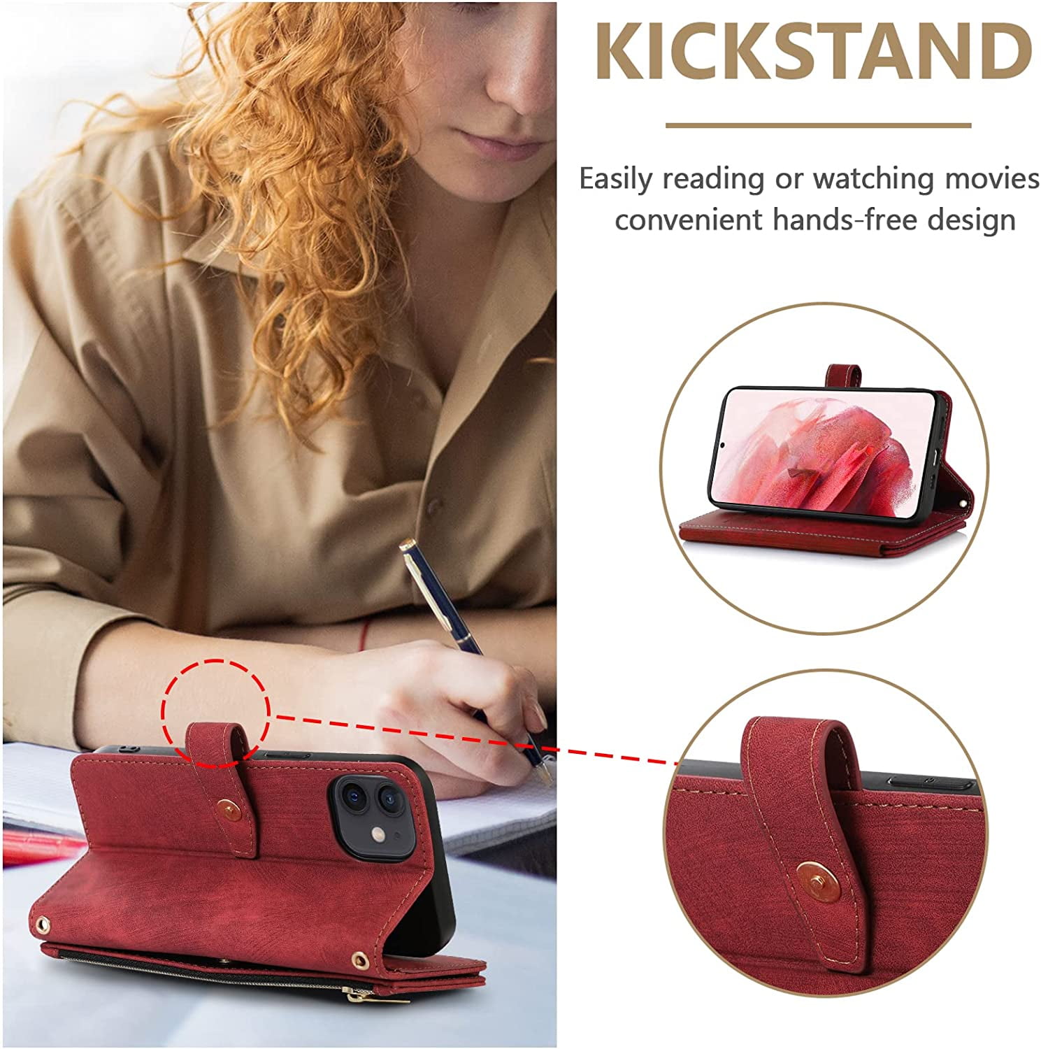 Case for iPhone 12 Mini 5.4 inch, 9 Card Slots Retro Leather