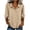 Khaki, variant on GERsome Women's 3/4 Sleeve T-Shirts Button Down V-Neck Loose Fit Summer Fall Casual Collared Shirts Khaki L