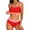 Red, variant on Attraco Women High Waisted Bikini Sets Sporty Color Block Two Piece Swimsuit Scoop Neck Bathing Suits Shoulder Straps Swimwear