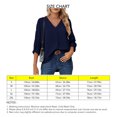 thumbnail image 4 of Tops Con Cuello En V, Tops De Moda Para Mujer, Color Puro, Informal, Transpirable, De Manga Larga, Ligeros Para Vacaciones Para Viajar ANGGREK No, 4 of 6