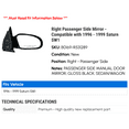 thumbnail image 2 of Right Passenger Side Mirror - Compatible with 1996 - 1999 Saturn SW1 1997 1998, 2 of 2