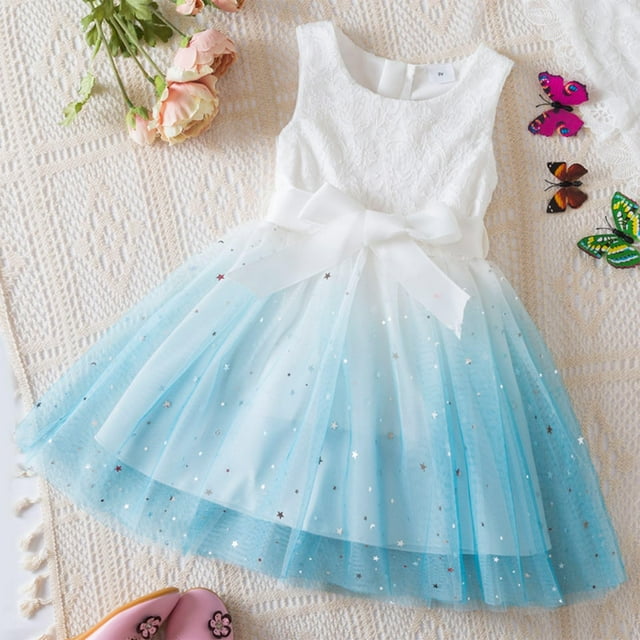 Robe Sans Manches à Col Rond pour Filles avec Étoile en Maille, Décontractée et Confortable